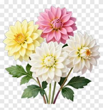 Dahlia Bouquet In Pastel Colors PNG
