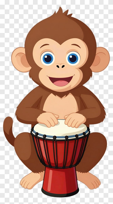 Cute Monkey Playing Drum PNG