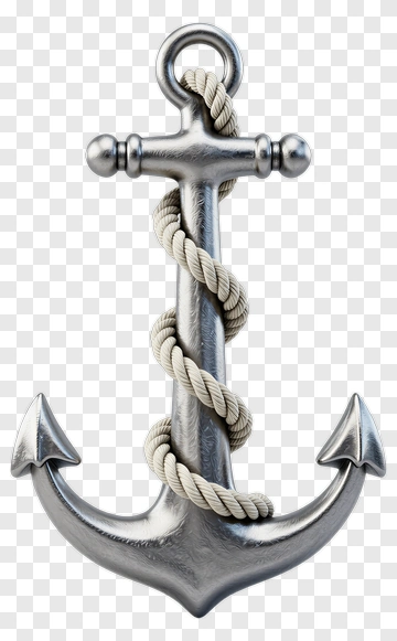 Metal Anchor With Twisted Rope PNG