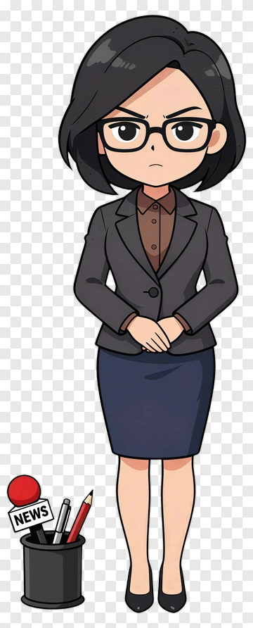 Female News Anchor With Microphone PNG