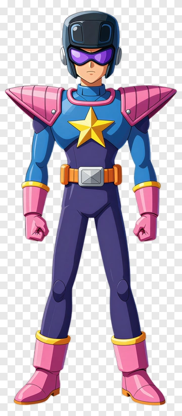 Superhero Character In Blue And Pink Costume PNG