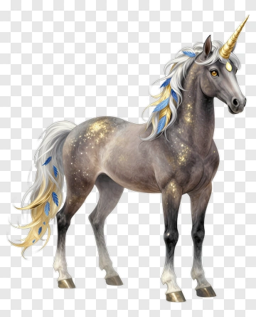 Magical Unicorn With Golden Horn PNG