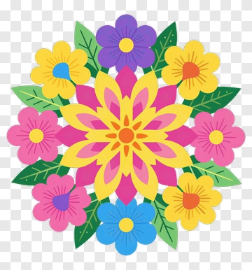 Colorful Floral Mandala Design PNG