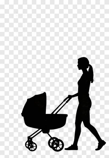 Woman Pushing Stroller PNG
