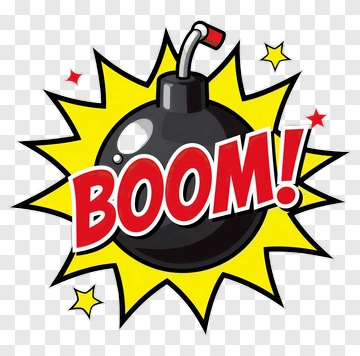 Cartoon Bomb With BOOM Text PNG