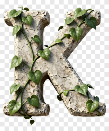 Stone Letter K With Ivy Vine PNG