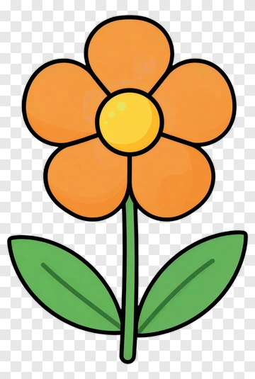 Orange Flower With Green Leaves PNG