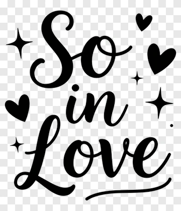 So In Love Text With Hearts And Stars PNG