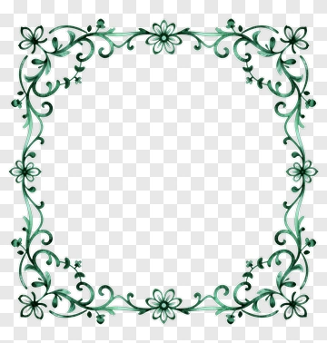 Green Flower Border Frame PNG