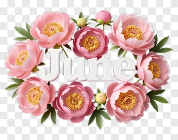 June Surrounded By Peonies PNG