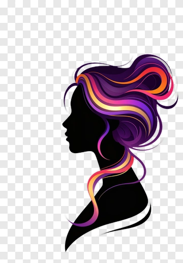 Woman Silhouette With Vibrant Hair PNG
