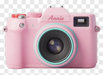 Pink Camera With Teal Lens Ring PNG