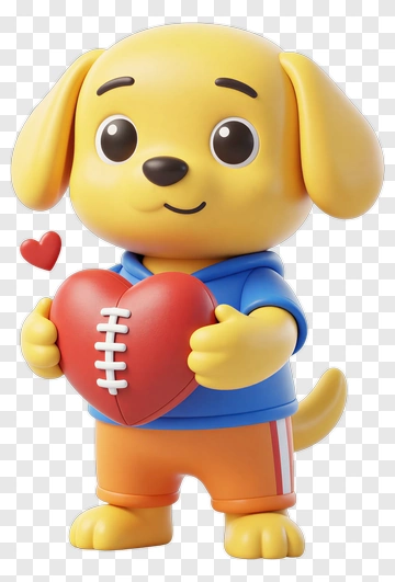 Yellow Dog Holding Heart Toy PNG