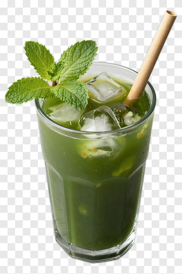 Iced Matcha Drink With Mint PNG