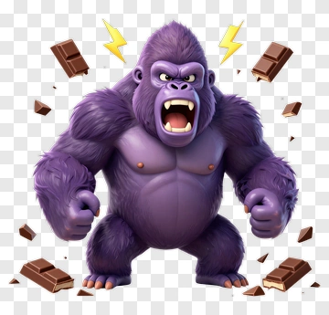 Angry Purple Gorilla With Chocolate PNG