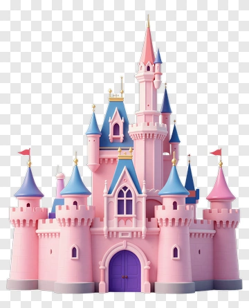 Pink Castle With Blue Towers PNG