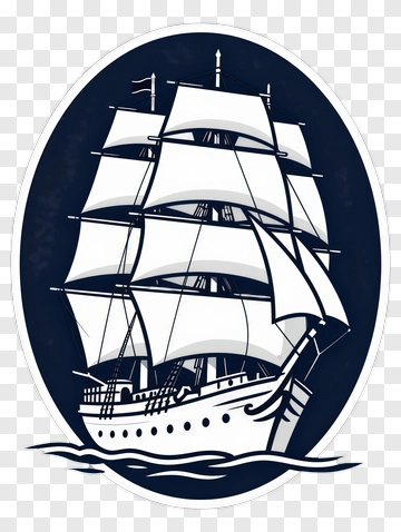 Sailing Ship In Oval Frame PNG