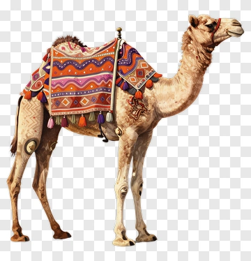 Decorated Camel With Ornate Saddle PNG