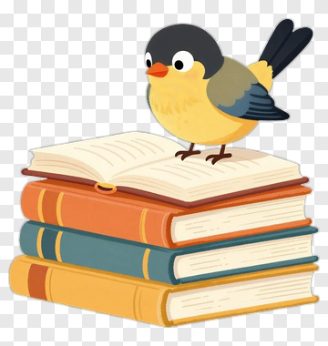 Yellow Bird On Stack Of Books PNG