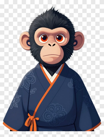 Cartoon Monkey In Kimono PNG