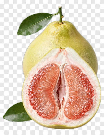 Halved Pomelo With Leaf PNG