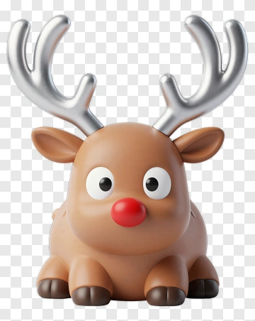 Cute Cartoon Reindeer With Red Nose PNG