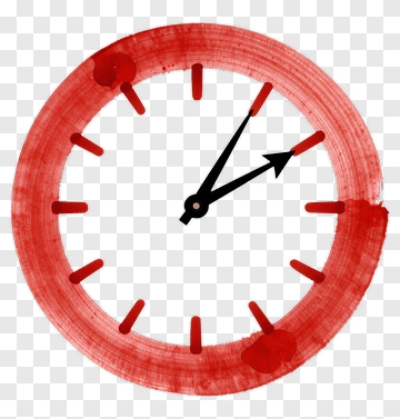 Red Hand Drawn Clock PNG