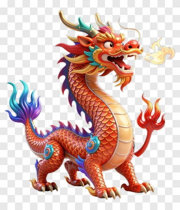 Cartoon Dragon With Fire Breath PNG