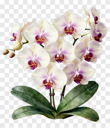 White Orchid With Purple Center PNG