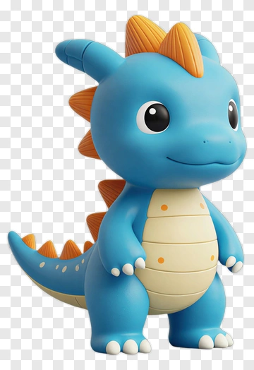 Blue Dinosaur Toy Character PNG
