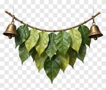Branch With Leaves And Bells PNG
