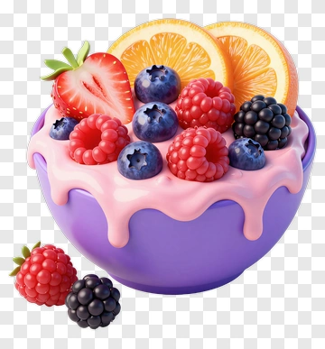 Fruit Bowl With Berries And Orange Slices PNG