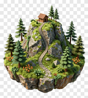 Island Cabin With Trees And Path PNG