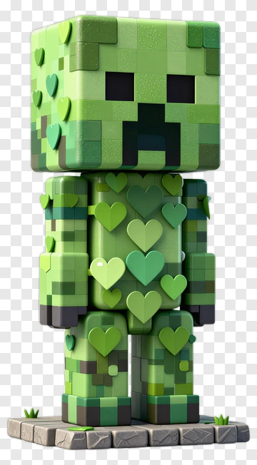 Creeper With Heart Decorations PNG