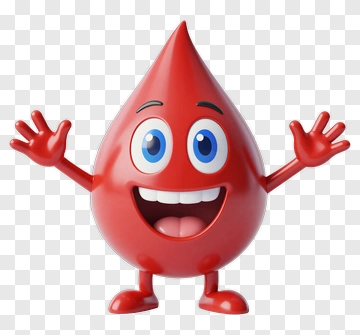 Happy Blood Drop Character PNG
