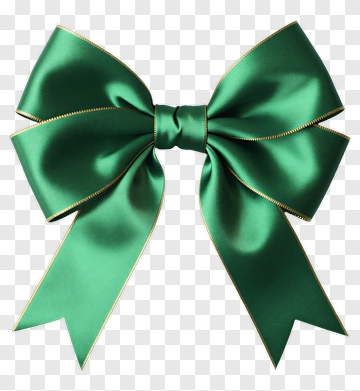 Green Bow With Gold Trim PNG