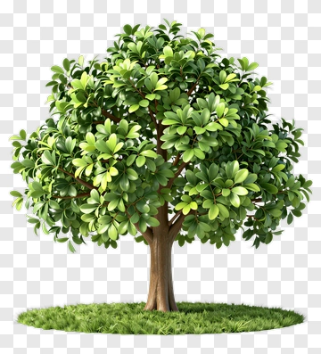 Lush Green Tree With Grass Base PNG