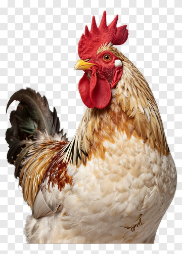 Rooster With Red Comb And Brown Feathers PNG