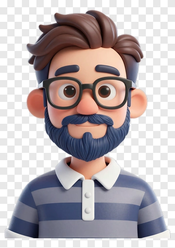 Cartoon Man With Glasses And Beard PNG