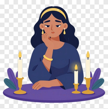 Woman With Candles On Table PNG