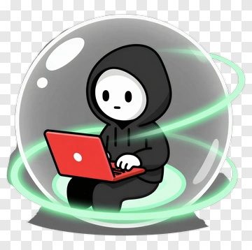 Hacker In Bubble With Glow PNG