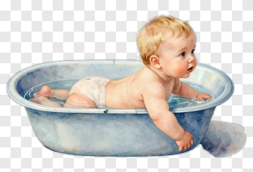 Baby In Blue Bathtub PNG