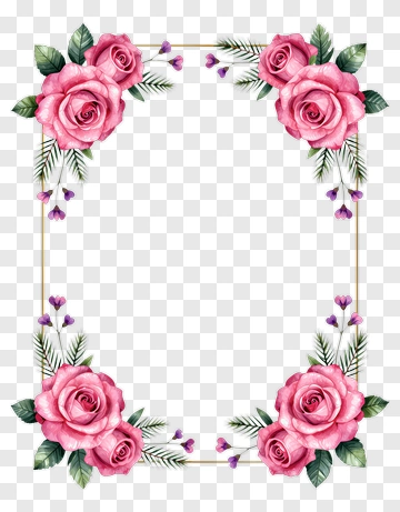 Pink Roses Floral Frame PNG
