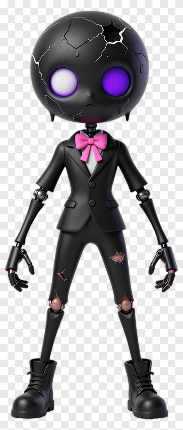 Skeleton In Black Suit With Pink Bow Tie PNG