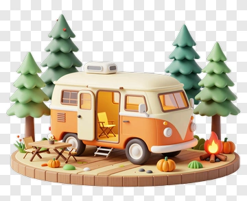 Cozy Autumn Camping Scene PNG