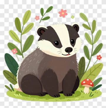Cute Badger In Forest PNG