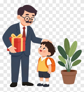 Man Giving Gift To Child PNG