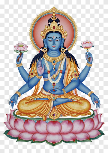 Blue-skinned Deity On Lotus PNG