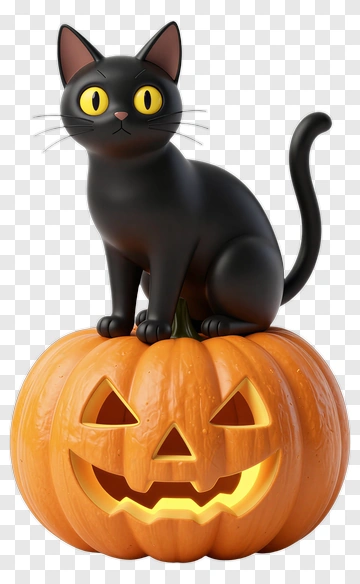 Black Cat On Jack-o-Lantern PNG
