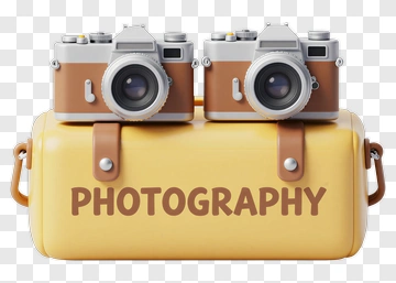 Two Vintage Cameras On Photography Case PNG